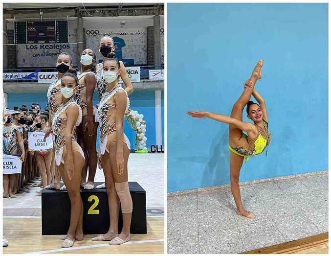 Conjunto del Attenya y la gimnasta Silvia Dulgheriu del club Izel/TA.